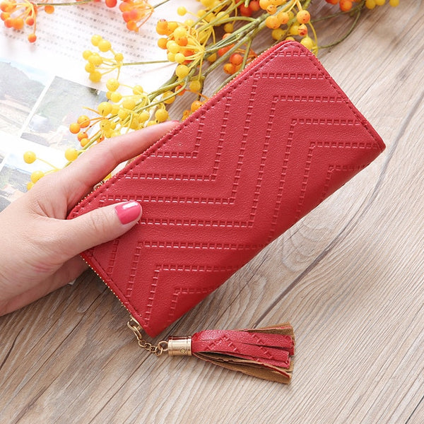 Long Wallet Women Purses Tassel Fashion Coin Purse Card Holder Wallets Female High Quality Clutch Money Bag PU Leather Wallets