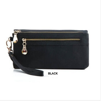 Fashion Women Wallets Dull Polish Leather Wallet Double Zipper Day Clutch Purse Wristlet Portefeuille Handbags Carteira Feminina