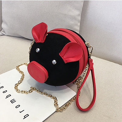 Korean Fashion Suede Women Bag Pig Small Round Bag Chain Female Shoulder Messenger Bag Wrist Bag Party Clutch Coin Purse 2019