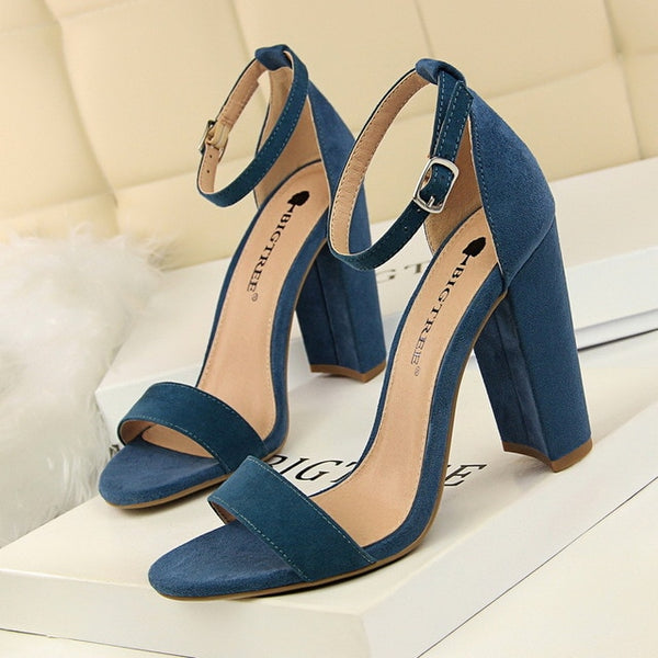 BIGTREE Shoes Women Sandals 2019 Women Shoes Block Heels Women Suede Buckle Party Sandalias Sexy Classic Sandals Ladies Shoes