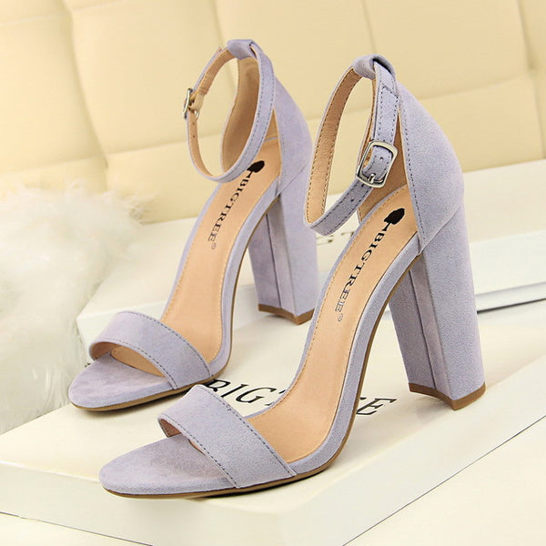 BIGTREE Shoes Women Sandals 2019 Women Shoes Block Heels Women Suede Buckle Party Sandalias Sexy Classic Sandals Ladies Shoes