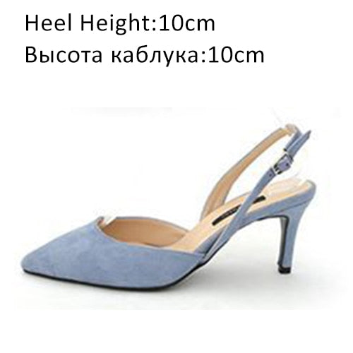 Women Sandals High Heels Summer Brand Woman Pumps Thin Heels Party Shoes Pointed Toe Slip On Office Ladie Dress Shoe Plus SizeDE