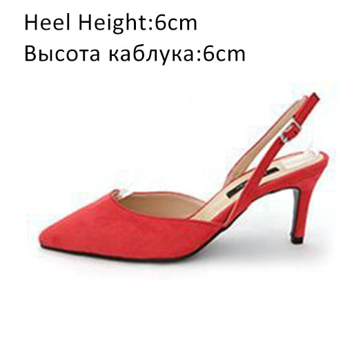 Women Sandals High Heels Summer Brand Woman Pumps Thin Heels Party Shoes Pointed Toe Slip On Office Ladie Dress Shoe Plus SizeDE