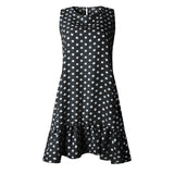 Lossky Women Summer Dress Fashion Polka Dot Dress Sleeveless Beach Mini Dress Casual Printed Short Loose Blue Sundress New 2019