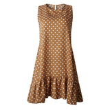 Lossky Women Summer Dress Fashion Polka Dot Dress Sleeveless Beach Mini Dress Casual Printed Short Loose Blue Sundress New 2019