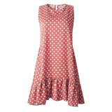Lossky Women Summer Dress Fashion Polka Dot Dress Sleeveless Beach Mini Dress Casual Printed Short Loose Blue Sundress New 2019