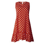 Lossky Women Summer Dress Fashion Polka Dot Dress Sleeveless Beach Mini Dress Casual Printed Short Loose Blue Sundress New 2019