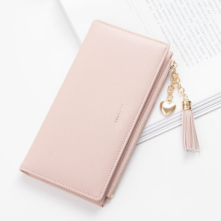 2019 New Fashion Women Wallets Drawstring Nubuck Leather Zipper Wallet Women's Long Design Purse Two Fold More Color Clutch
