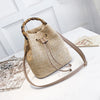 Drawstring Women's Straw Bucket Bag Summer Woven Shoulder Bags Shopping Purse Beach Handbag Straw Handbags Travel Bag