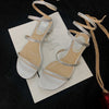 Summer Women Sandals 2019 Fashion Sexy Rhinestone Mid Heel Tied Party Breathable Comfort Shopping Woman Walking Casual Shoes
