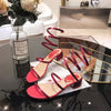 Summer Women Sandals 2019 Fashion Sexy Rhinestone Mid Heel Tied Party Breathable Comfort Shopping Woman Walking Casual Shoes