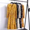 29 Colors Beautiful Fashion Spring Autumn Women Long Sleeve Dress Retro Collar Casual Slim Dresses Floral Printing Chiffon Sexy