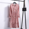 29 Colors Beautiful Fashion Spring Autumn Women Long Sleeve Dress Retro Collar Casual Slim Dresses Floral Printing Chiffon Sexy