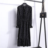 29 Colors Beautiful Fashion Spring Autumn Women Long Sleeve Dress Retro Collar Casual Slim Dresses Floral Printing Chiffon Sexy