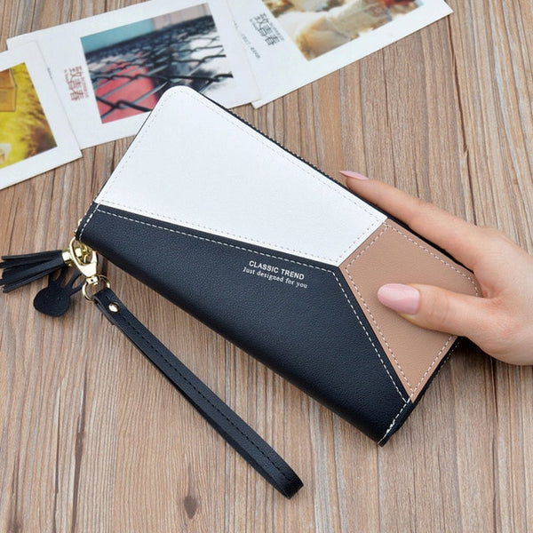 Geometric Women Clutch Pink Wallets Phone Pocket Purse Card Holder Patchwork Women Long Wallet Lady Fashion Short Coin Burse