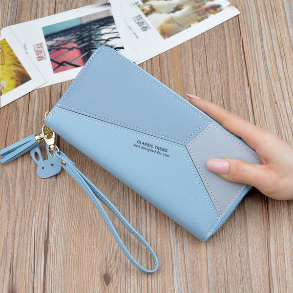 Geometric Women Clutch Pink Wallets Phone Pocket Purse Card Holder Patchwork Women Long Wallet Lady Fashion Short Coin Burse