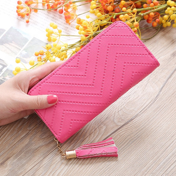 Long Wallet Women Purses Tassel Fashion Coin Purse Card Holder Wallets Female High Quality Clutch Money Bag PU Leather Wallets
