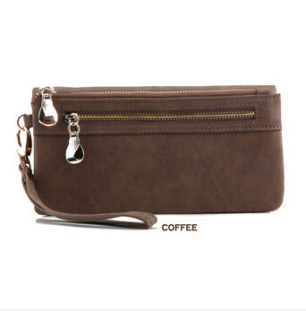 Fashion Women Wallets Dull Polish Leather Wallet Double Zipper Day Clutch Purse Wristlet Portefeuille Handbags Carteira Feminina