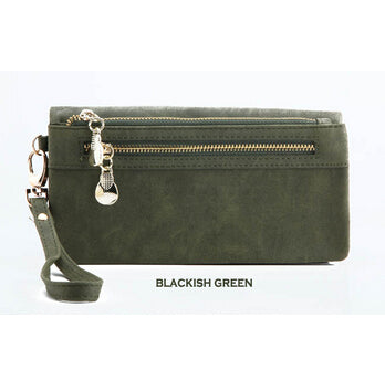 Fashion Women Wallets Dull Polish Leather Wallet Double Zipper Day Clutch Purse Wristlet Portefeuille Handbags Carteira Feminina