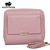 BISON DENIM 100% Leather Women's Purse Zipper Coin Pocket Wallet Card Holder Female Money Bag Small carteira feminina N3276