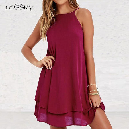 Macheda Fashion Women Solid Spaghetti Straps Backless Sleeveless Sexy Dresses Bottom Length Adjustable Ladies Casual Dress Ne'w