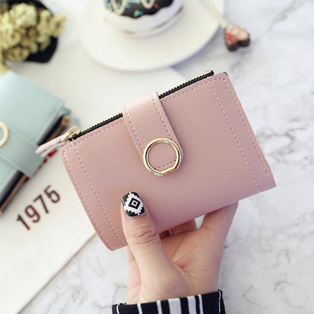 2019 New Fashion Women Wallets Drawstring Nubuck Leather Zipper Wallet Women's Long Design Purse Two Fold More Color Clutch