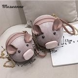 Korean Fashion Suede Women Bag Pig Small Round Bag Chain Female Shoulder Messenger Bag Wrist Bag Party Clutch Coin Purse 2019