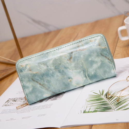 Casual Women Lady Wallets Purses Totes Feminina Marble Patent Leather Clutch Bags Girls Zipper Card Coin Money Holder Pouch Pack