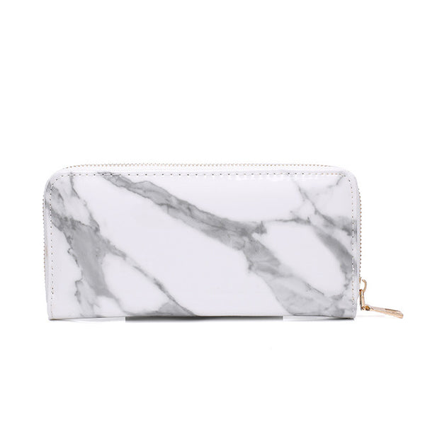 Casual Women Lady Wallets Purses Totes Feminina Marble Patent Leather Clutch Bags Girls Zipper Card Coin Money Holder Pouch Pack
