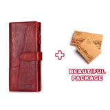 KAVIS Genuine Leather Women Wallet Female Long Clutch Lady Walet Portomonee Rfid Luxury Brand Money Bag Magic Zipper Coin Purse