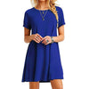 High Quality Fashion Women Black Blue Dress Summer Short Sleeve O-Neck Casual Loose Dress Female Street Plus Size Dress Vestidos