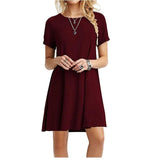 High Quality Fashion Women Black Blue Dress Summer Short Sleeve O-Neck Casual Loose Dress Female Street Plus Size Dress Vestidos