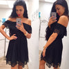 2018 Fashion Women Elegant Vintage sweet lace white Dress Stylish Sexy Slash Neck Casual Slim Beach Summer Sundress vestidos
