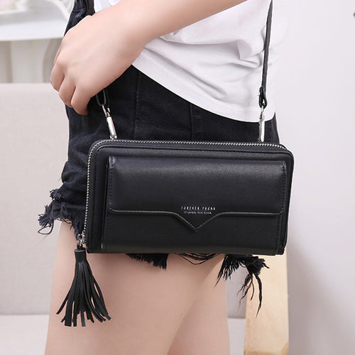 Phone Bag Women Wallets Leather Shoulder Bag Long Culutch Fashion Large Capacity Card Holder Female Zipper Wallet Slim Purse