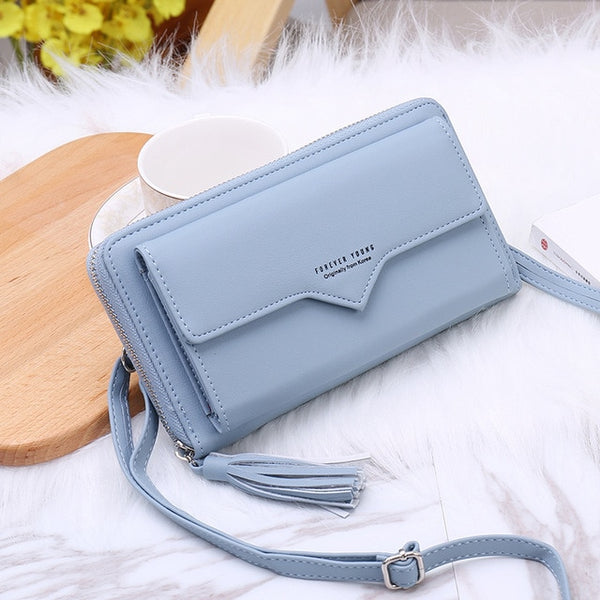 Phone Bag Women Wallets Leather Shoulder Bag Long Culutch Fashion Large Capacity Card Holder Female Zipper Wallet Slim Purse