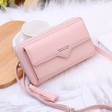 Phone Bag Women Wallets Leather Shoulder Bag Long Culutch Fashion Large Capacity Card Holder Female Zipper Wallet Slim Purse