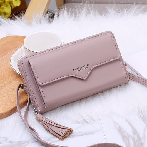Phone Bag Women Wallets Leather Shoulder Bag Long Culutch Fashion Large Capacity Card Holder Female Zipper Wallet Slim Purse
