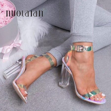 Eilyken 2019 New Designer Print Denim Sandals Roman Sandals High Quality Wedges High Heels Peep-Toe Platform Shoes Woman