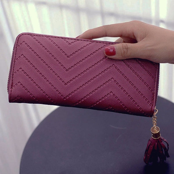 Long Wallet Women Purses Tassel Fashion Coin Purse Card Holder Wallets Female High Quality Clutch Money Bag PU Leather Wallets