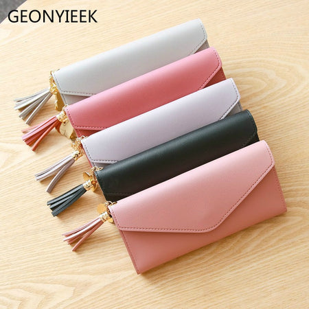 2019 New Fashion Women Wallets Drawstring Nubuck Leather Zipper Wallet Women's Long Design Purse Two Fold More Color Clutch