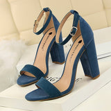 BIGTREE Shoes Women Sandals 2019 Women Shoes Block Heels Women Suede Buckle Party Sandalias Sexy Classic Sandals Ladies Shoes