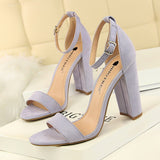 BIGTREE Shoes Women Sandals 2019 Women Shoes Block Heels Women Suede Buckle Party Sandalias Sexy Classic Sandals Ladies Shoes