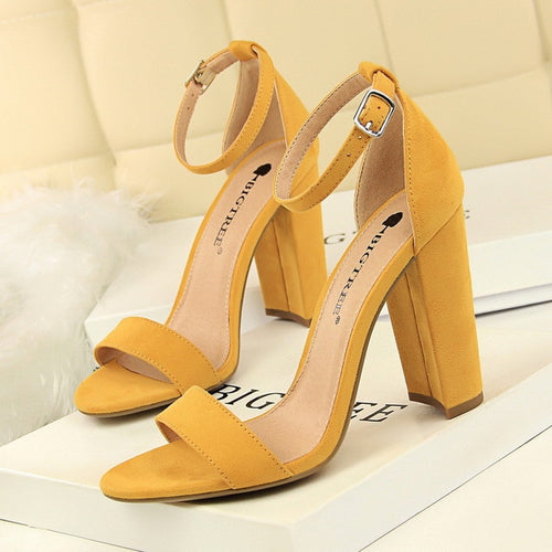 BIGTREE Shoes Women Sandals 2019 Women Shoes Block Heels Women Suede Buckle Party Sandalias Sexy Classic Sandals Ladies Shoes