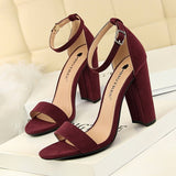 BIGTREE Shoes Women Sandals 2019 Women Shoes Block Heels Women Suede Buckle Party Sandalias Sexy Classic Sandals Ladies Shoes