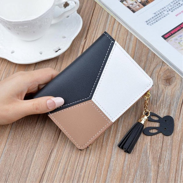 Geometric Women Clutch Pink Wallets Phone Pocket Purse Card Holder Patchwork Women Long Wallet Lady Fashion Short Coin Burse