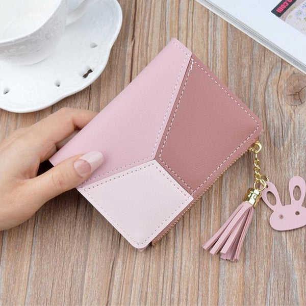 Geometric Women Clutch Pink Wallets Phone Pocket Purse Card Holder Patchwork Women Long Wallet Lady Fashion Short Coin Burse