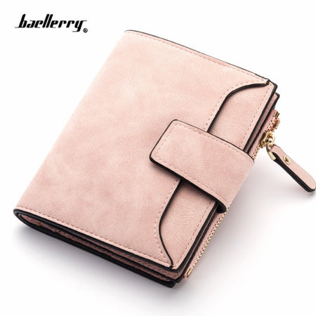 2019 New Fashion Women Wallets Drawstring Nubuck Leather Zipper Wallet Women's Long Design Purse Two Fold More Color Clutch