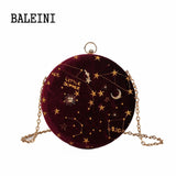 2019Starry sky Circular Fashion Suede Shoulder Bag Chain belt Women's Crossbody Messenger Bags Ladies Purse Female Round Handbag