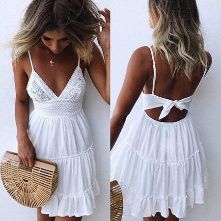 Macheda Fashion Women Solid Spaghetti Straps Backless Sleeveless Sexy Dresses Bottom Length Adjustable Ladies Casual Dress Ne'w