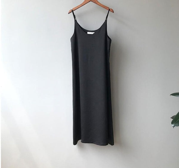 2019 women summer satin dress luxury shiny sundress vintage imitation silk dress korean fashion
